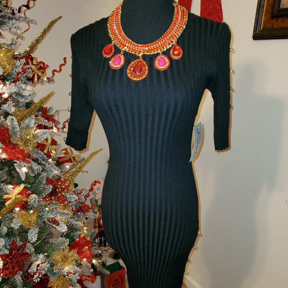 Black ribbed bodycon dress from ross.